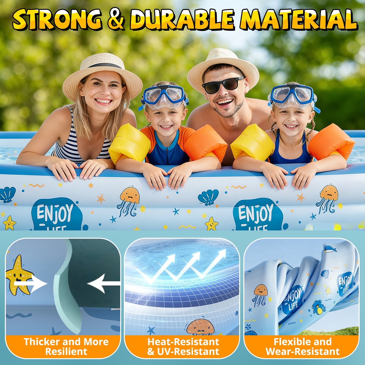 WonderStone 2 in 1 Inflatable Pool with Sprinkler, 118''x 71''x 24'' Oversizd Thickened Family Swimming Pool, Blow up Pool for Adult Kids Children Summer Outdoor Garden Backyard