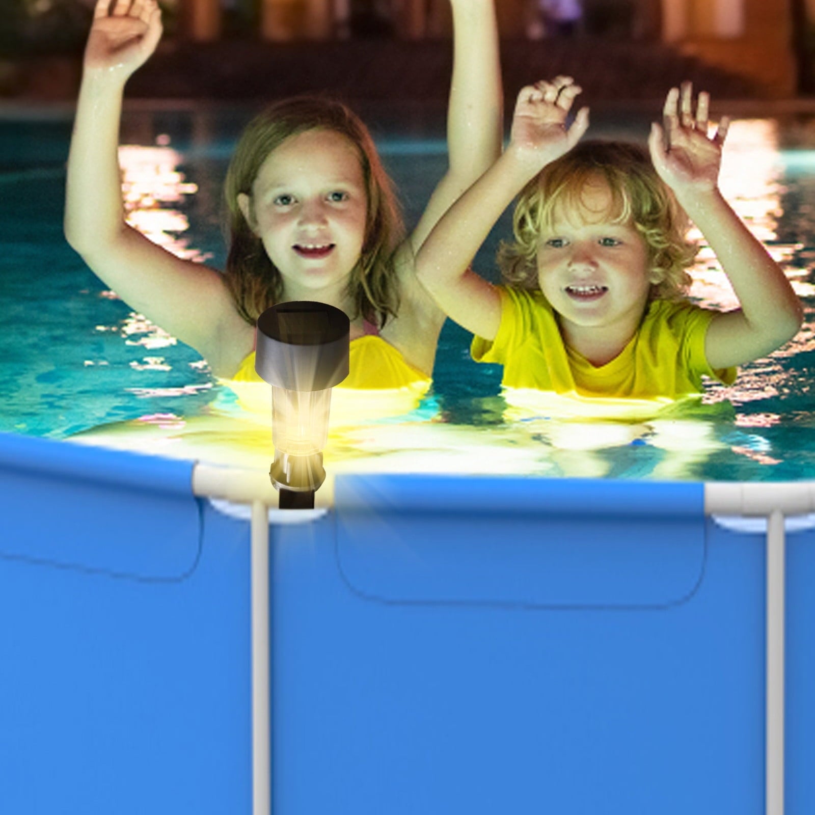 Solar LED Pool Lights for Framed Above Ground Pools, Warm White Outdoor Waterproof LED Lights with Ties, for Pool Fence Decoration Pool Enclosure Lighting