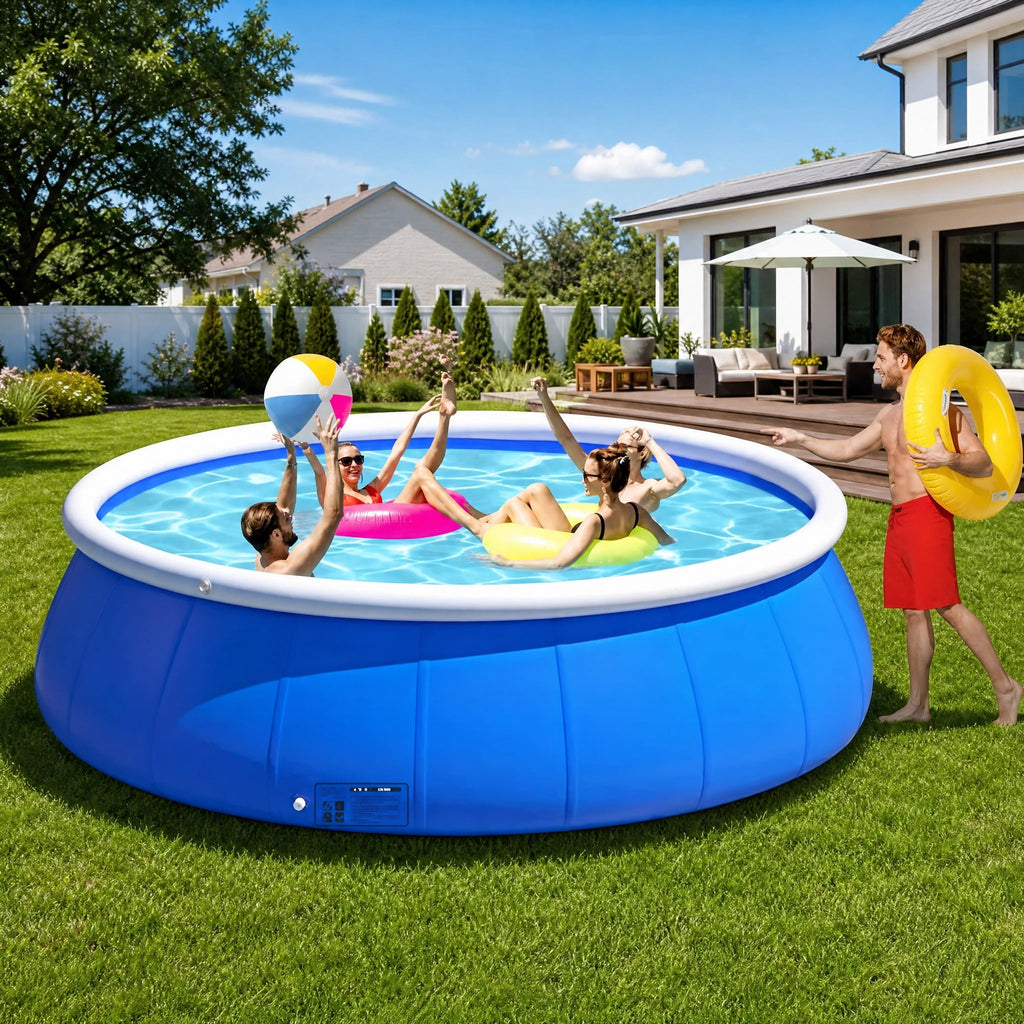 12FT Butterfly Coil Mesh Inflatable Pool 366x76cm Large Blow Up Swimming Pool Family Summer Water Pool for Backyard Outdoor Garden