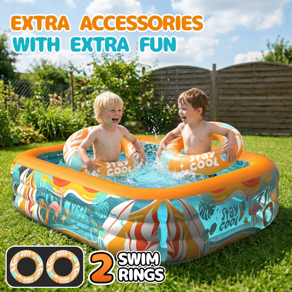 JoyStone Inflatable Pool for Kids and Adults, 120 x 72 x 22 Thickened Family Swimming Pool Paddling Pool with 2 Pool Floats, Summer Water Toy for Backyard, Garden