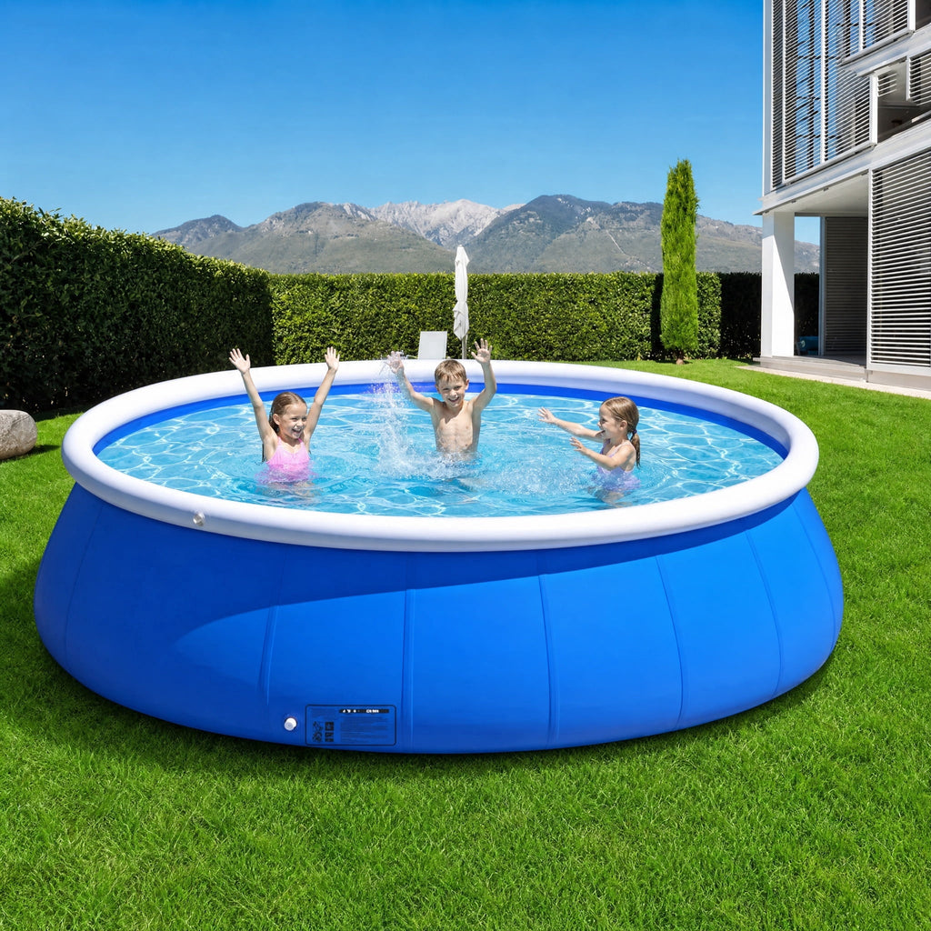 12FT Butterfly Coil Mesh Inflatable Pool 366x76cm Large Blow Up Swimming Pool Family Summer Water Pool for Backyard Outdoor Garden