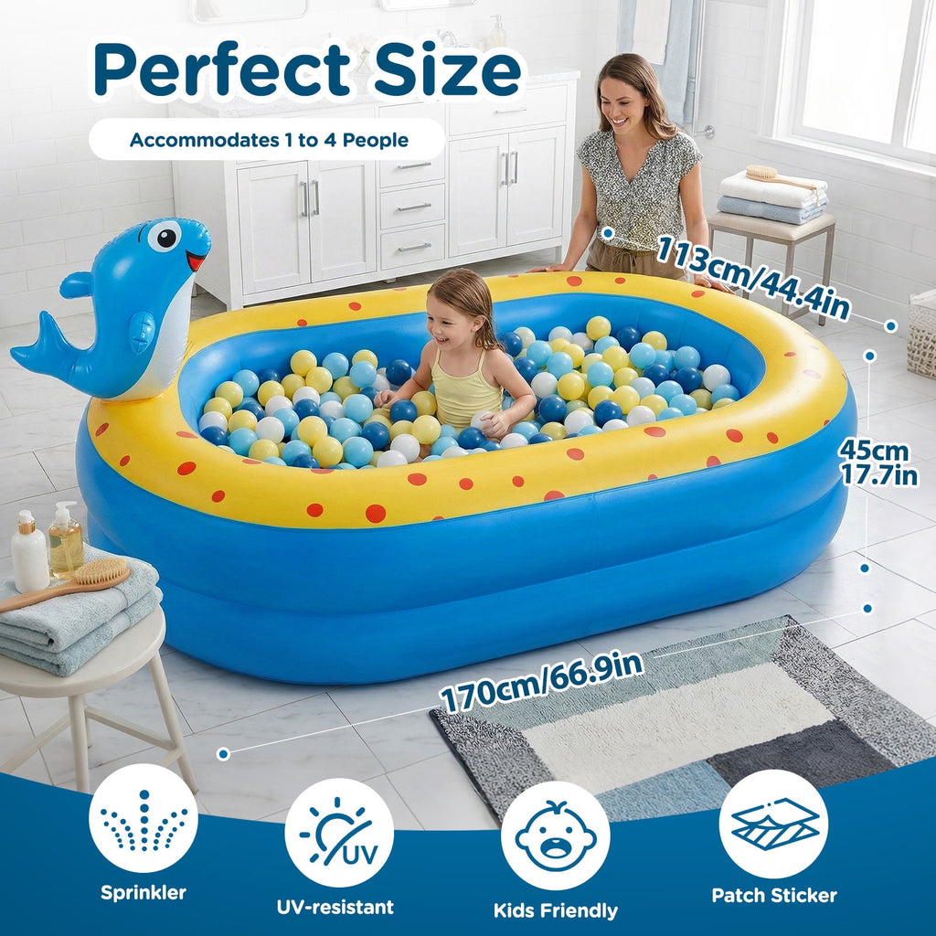 Livhil Inflatable Swimming Pool for Kids with Sprinkler, Kiddie Pools 67x41x32in Family Size Backyard Summer Water Play, Dolphin