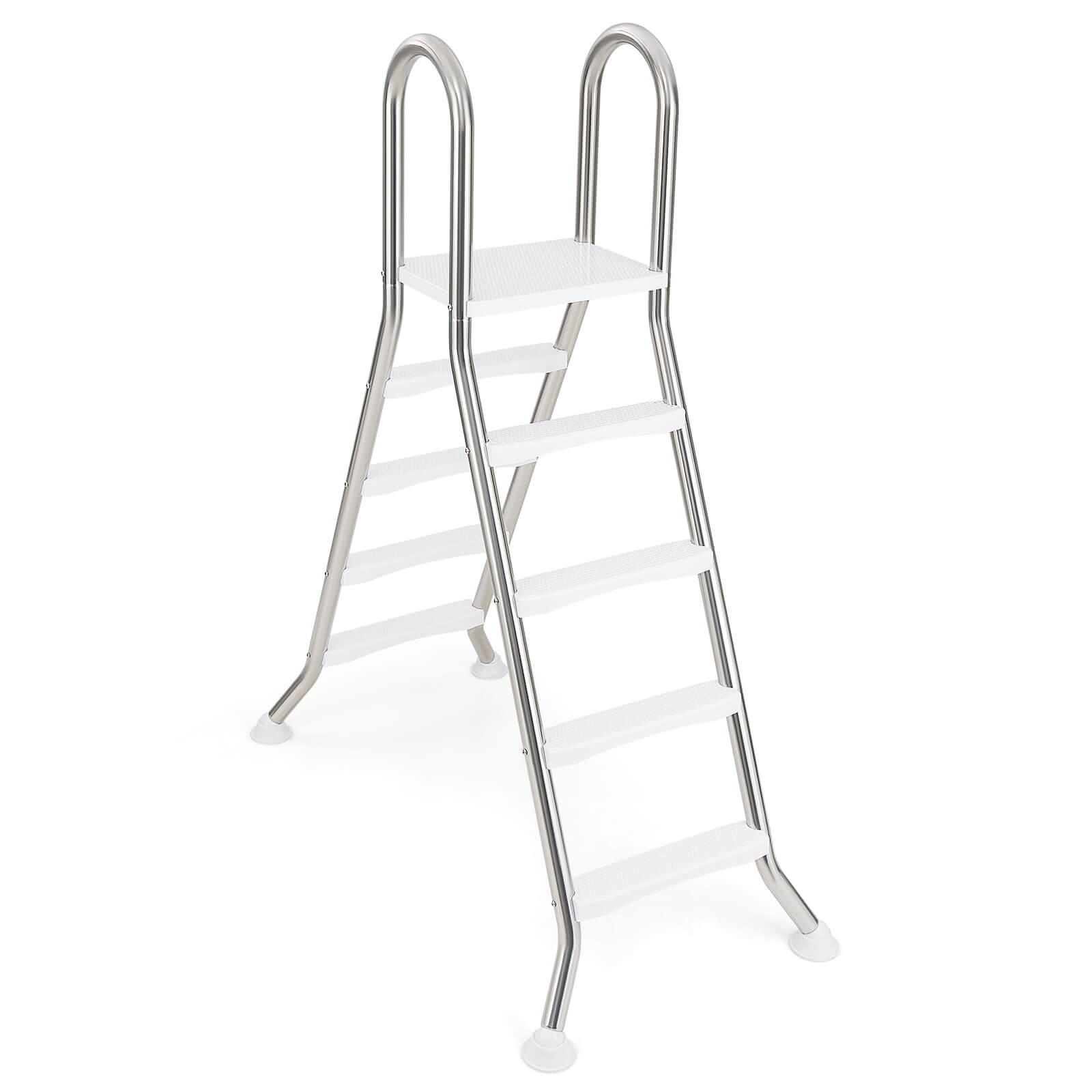Costway 75.6 Above Ground Pool Ladder with Top Platform Non-slip Steps & Rounded Handrails