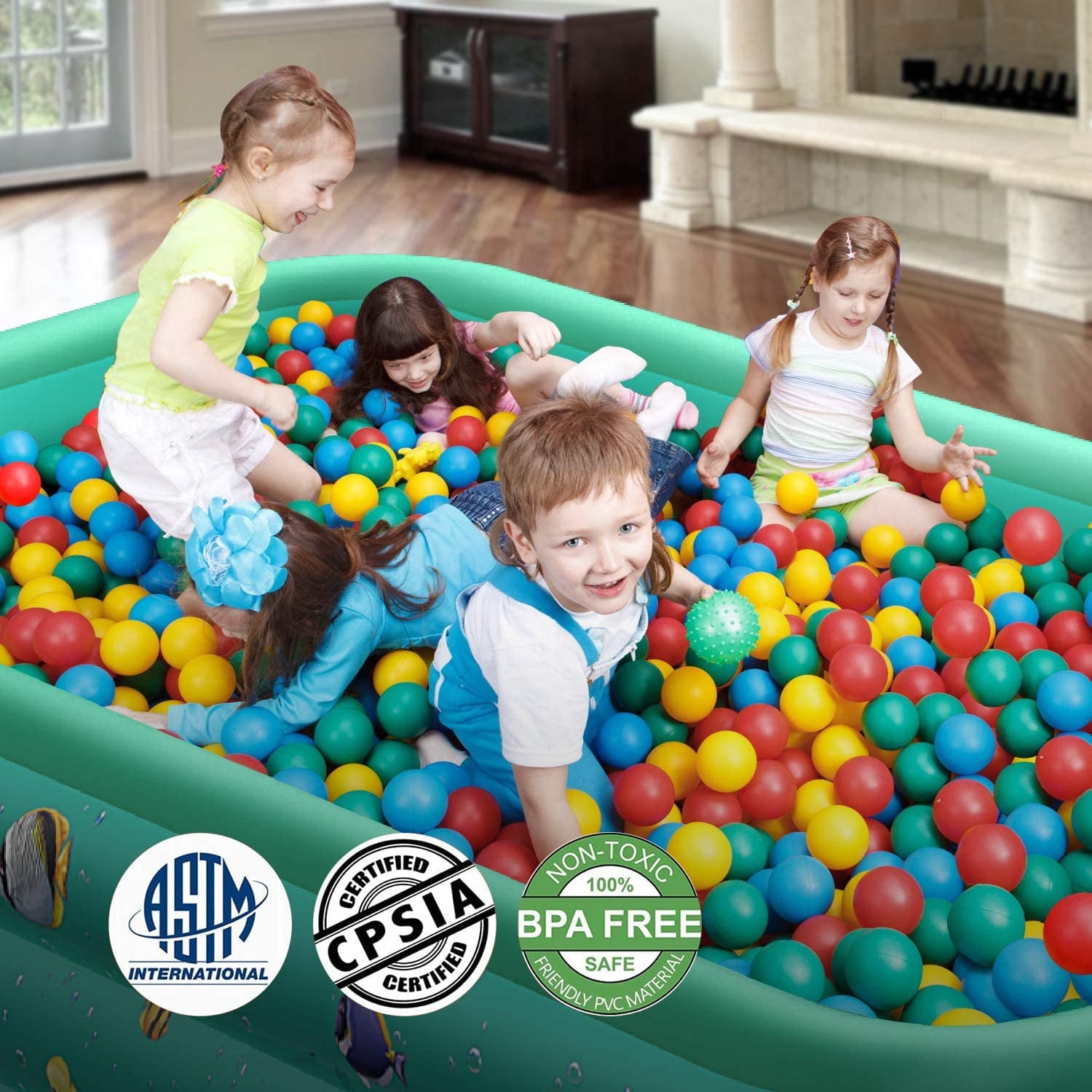 GVDV Inflatable Pool, 9.83 x 6 x 1.83 ft Family Swimming Pools for Kids, Toddlers, Infant, Adult, Rectangular, Thickened
