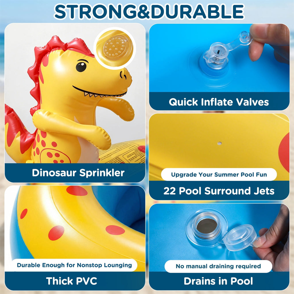 Livhil Inflatable Swimming Pool for Kids with Sprinkler, Kiddie Pools 67x41x32in Family Size Backyard Summer Water Play, Dolphin