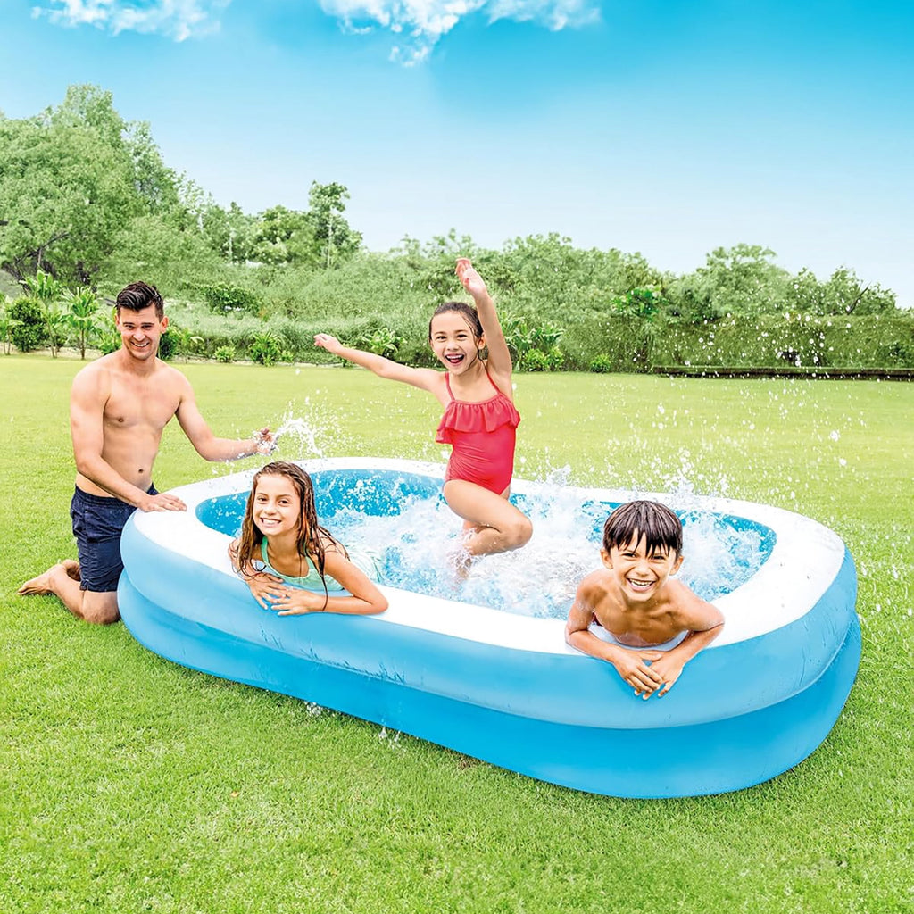 Intex: Swim Center Family Pool - 80 x 60 x 19 - Blue - Inflatable Pool, Splash & Wade Backyard Water Play, Vinyl, Wide Side Walls, 143 Gal, Kids 3+