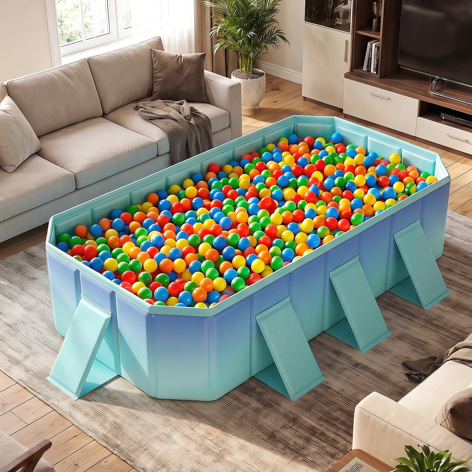 Costway Non-Inflatable Folding Kiddie Outdoor Swimming Pool,Portable Around Ground Pool Gradient + Green