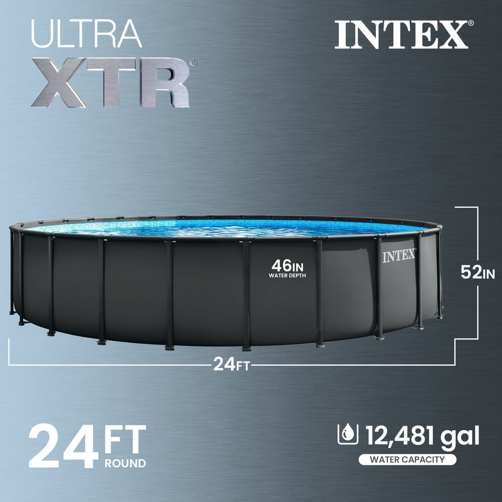 INTEX 26339EP Ultra XTR 24' x 52 Round Frame Above Ground Swimming Pool Set with Pump
