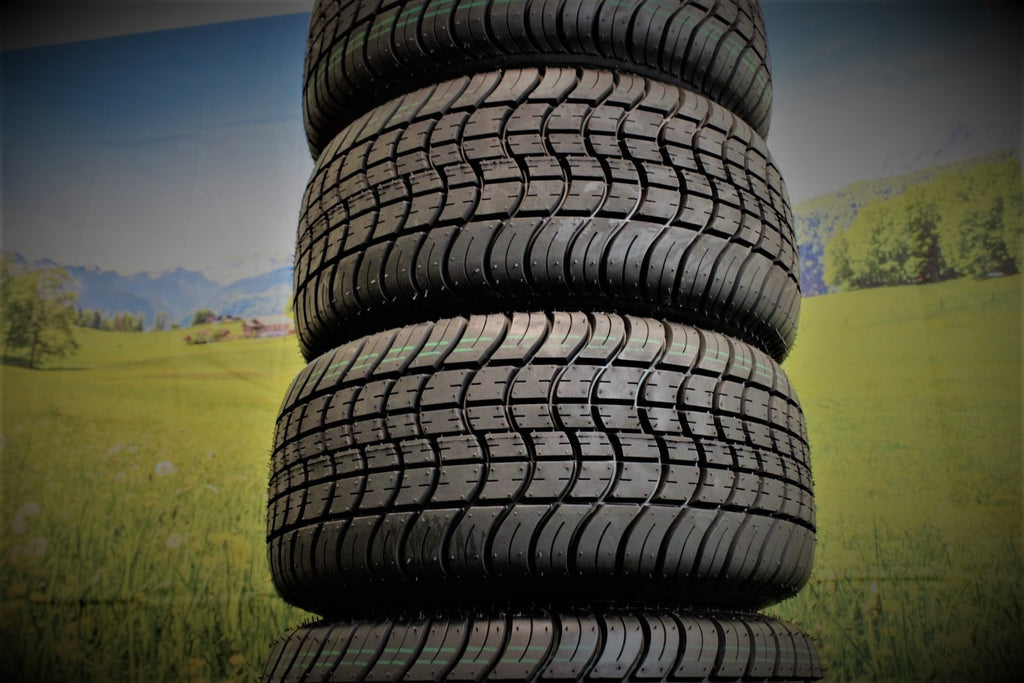 (New) Antego 205/50-10 with 10x7 Fusion Glossy Black Wheels for Golf Cart (Set of 4)