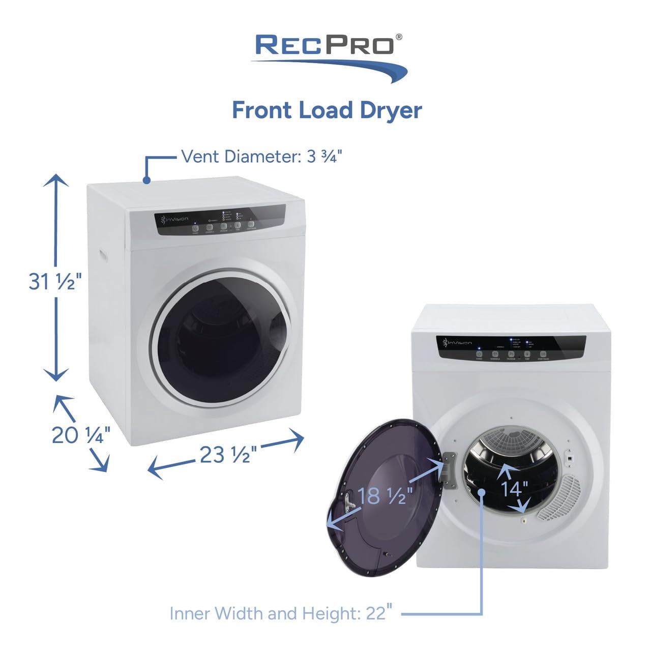 RecPro RV 2.5 Cu Ft White Washing Machine and Dryer Combo Options | Stacking Mounting Kit | Front Load Washer and Dryer (Washing Machine and Dryer Combo)
