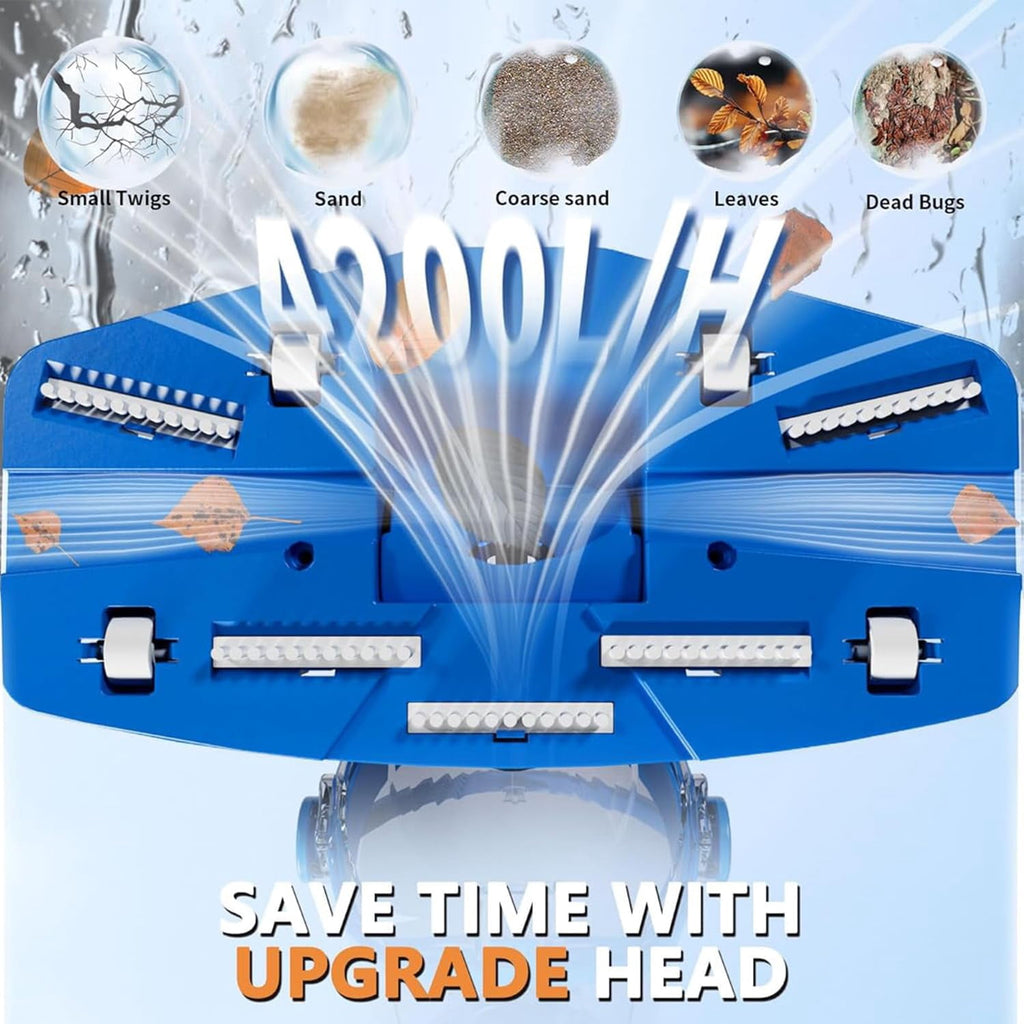 Kicctian Cordless Pool Vacuum, Handheld Pool Vacuum with Running Time up to 60-Minutes, Rechargeable Cleaner with Pole for Above Pools, Hot Tubs and Spas, Blue with LED Light