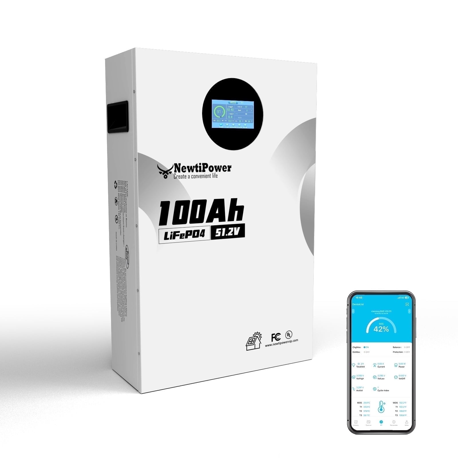 48V 135Ah 5.12KW Server Rack Lithium LiFePO4 Battery with Monitor&200A BMS Grade A Cells, Supports CAN/RS232/RS485,10000+ Cycles,Perfect for RV,Home Storage,Solar Power System