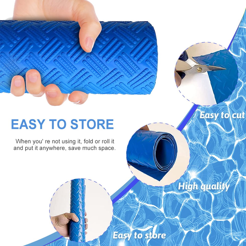 Swimming Pool Ladder Mat - Protective Pool Ladder Pad Step Mat with Non-Slip Texture, Blue Small 24 inch X 9 inch (Willow-1PC)