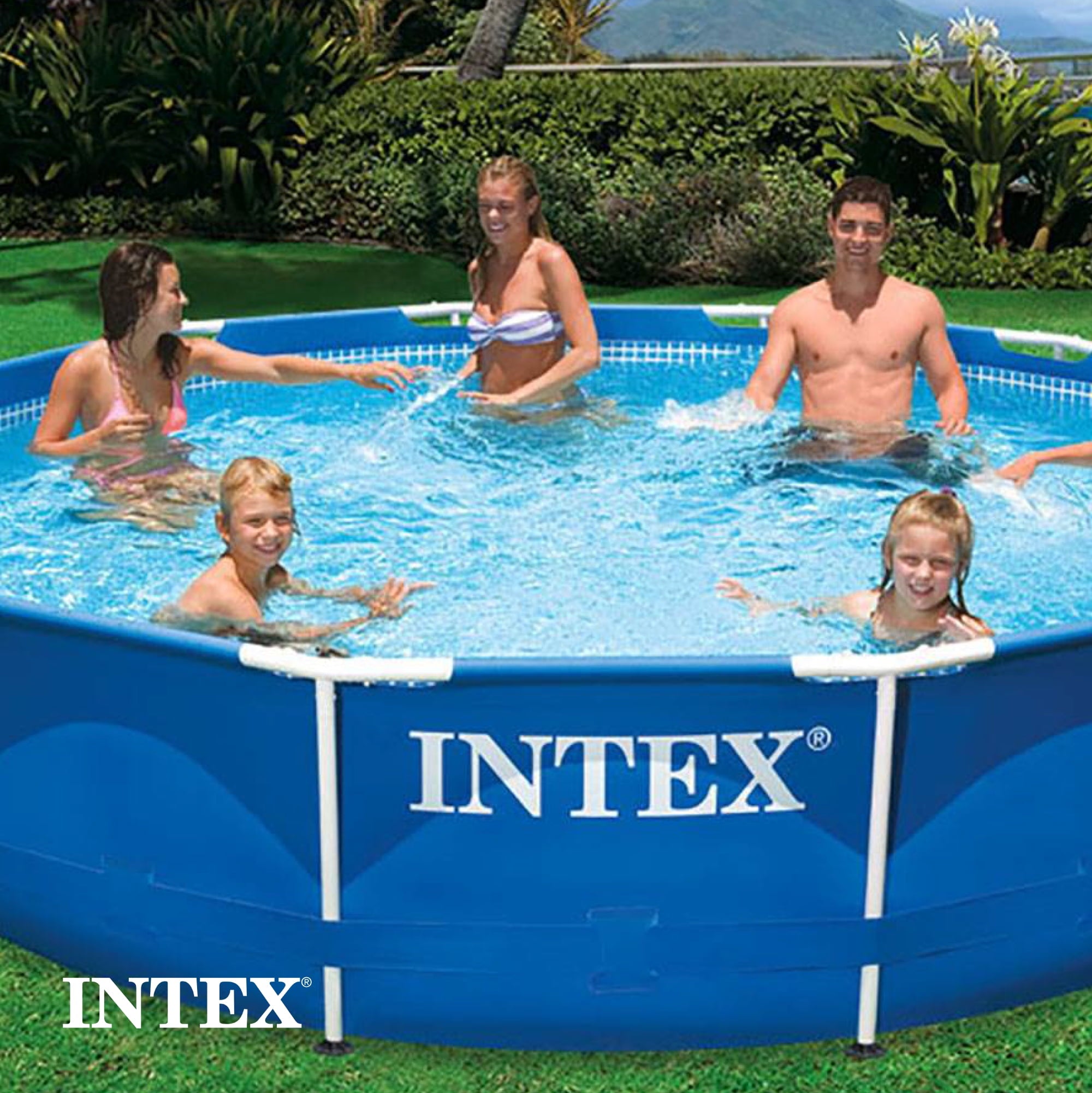 Open Box Intex 12' x 30 Metal Frame Round Above Ground Swimming Pool