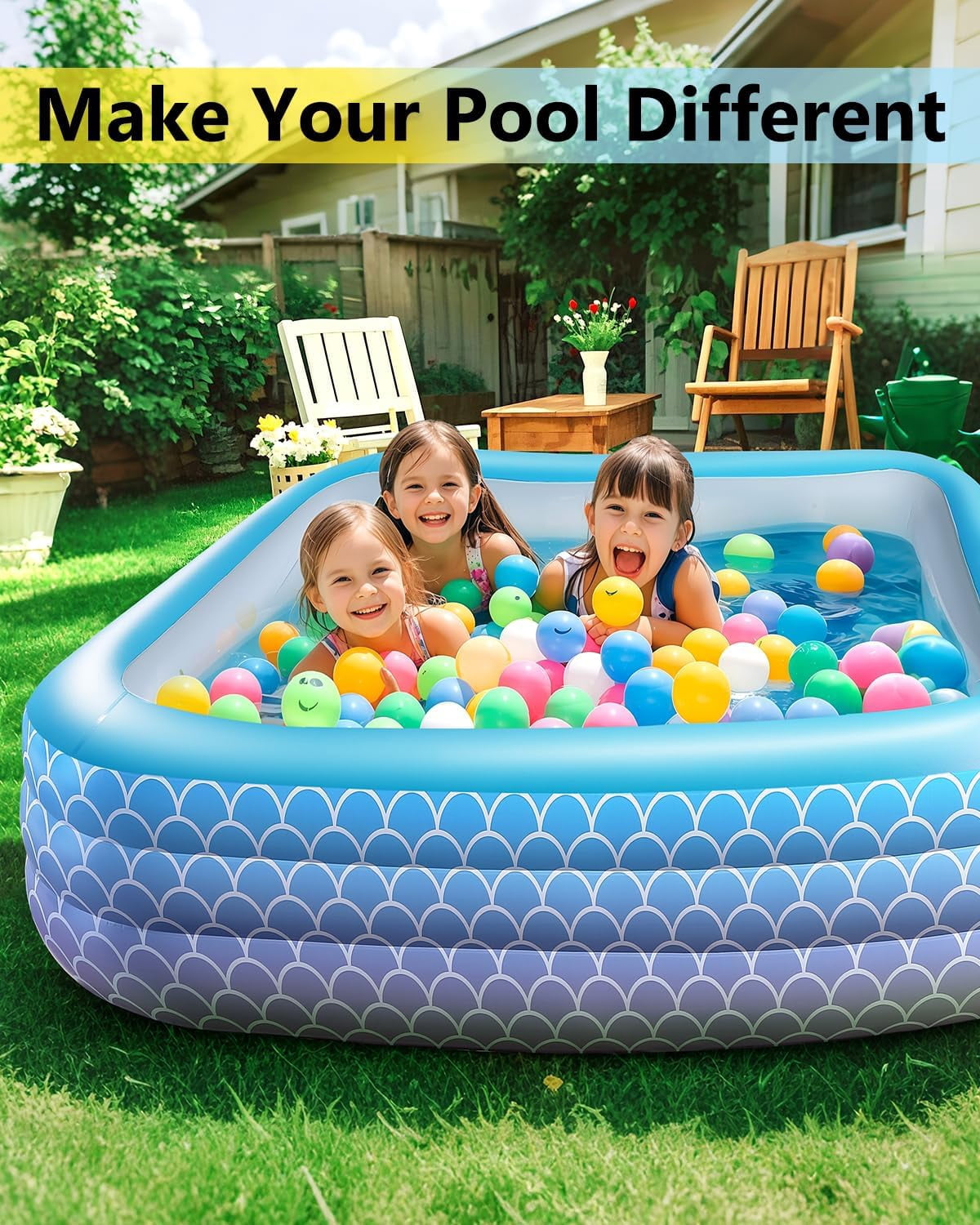 2025 Upgrade Inflatable Pool for Kids and Adults-120*72*22 Full-Sized Inflatable Swimming Pool Leakproof Blow Up Above Ground for Backyard Outdoor Garden Summer Water Party Pink