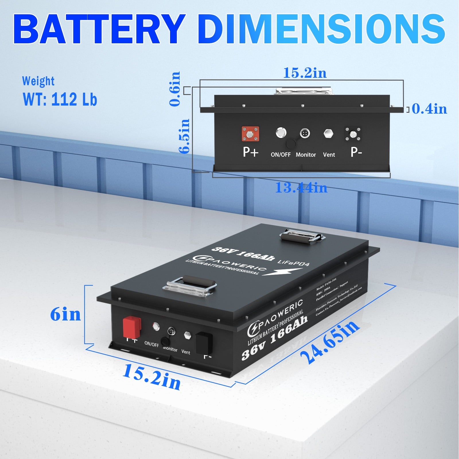 36V 100Ah LiFePO4 Lithium Battery for Golf Carts with Charger, Smart 200A BMS, LCD Display, and App Control, Up to 7680W Output, Ideal for Golf Carts and Trolling Motors