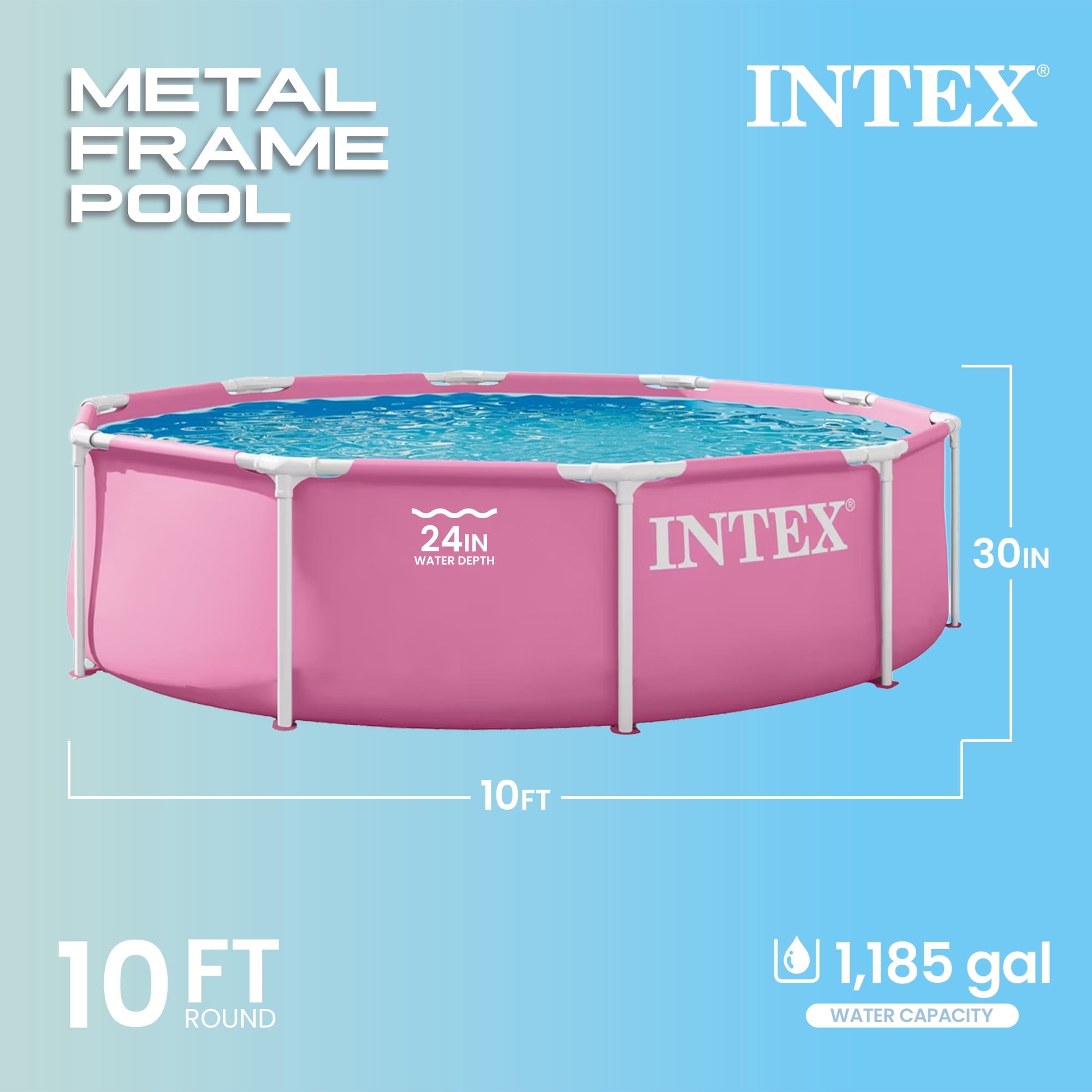 Intex 28295EP 10' x 30 Metal Frame Round Above Ground Swimming Pool - Pool Only