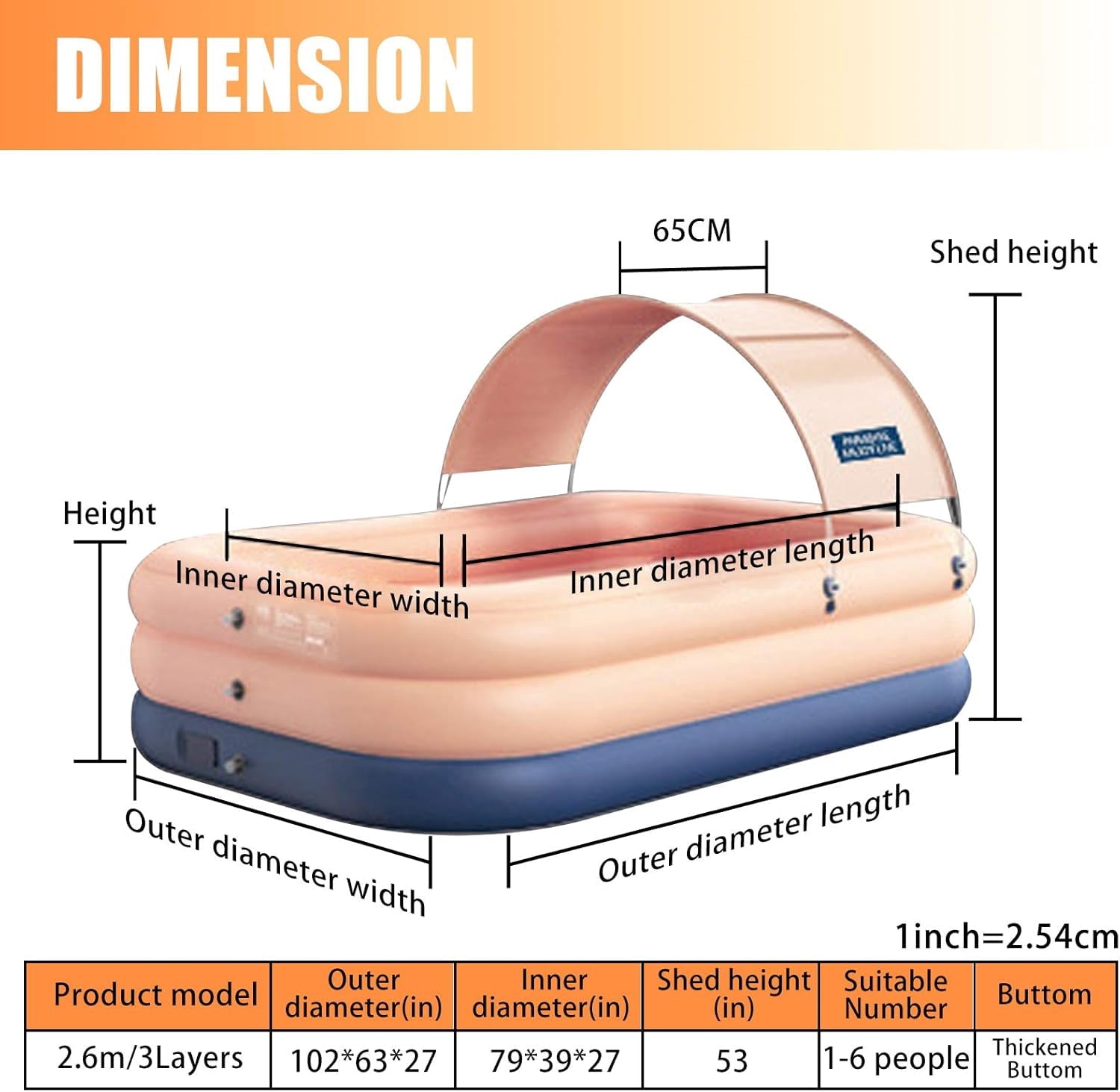 YUEWO Foldable PVC Swimming Pool Hard Plastic Shell Portable Swimming Pool for Adults Blow Up Pool for Family Garden Backyard (2.6m/102in,Pink)