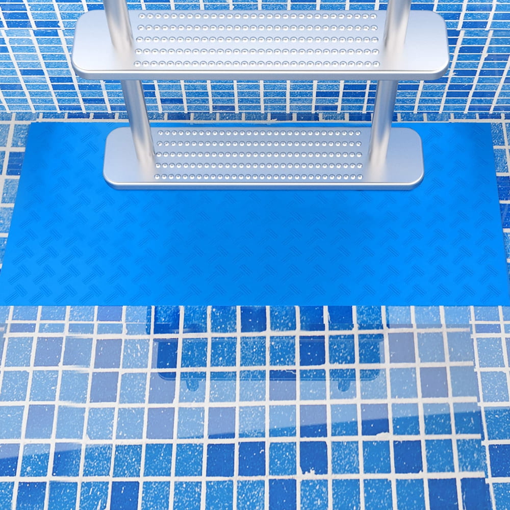 Swimming Pool Ladder Mat - Protective Pool Ladder Pad Step Mat with Non-Slip Texture, Blue Small 24 inch X 9 inch (Willow-1PC)