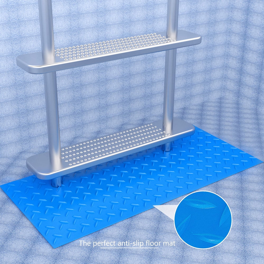 Swimming Pool Ladder Mat - Protective Pool Ladder Pad Step Mat with Non-Slip Texture, Blue Small 24 inch X 9 inch (Willow-1PC)