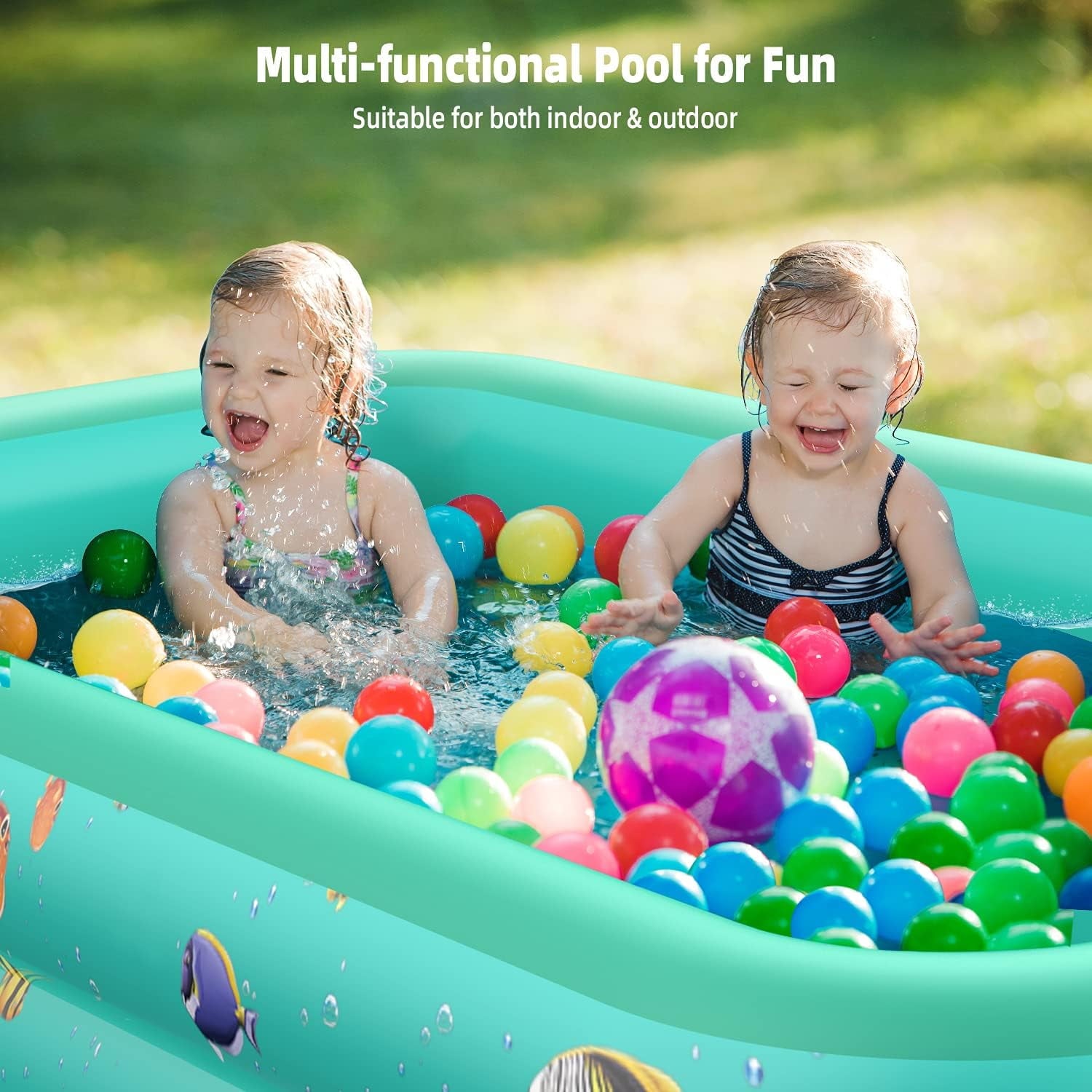 GVDV Inflatable Pool, 9.83 x 6 x 1.83 ft Family Swimming Pools for Kids, Toddlers, Infant, Adult, Rectangular, Thickened