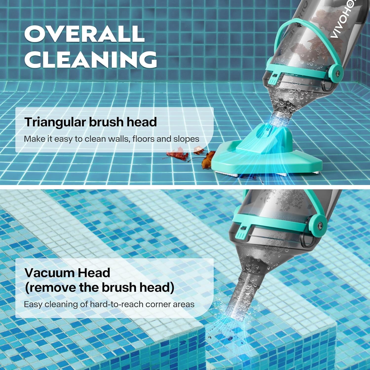 SPECSTAR Cordless Pool Vacuum with Telescopic Pole, Powerful Suction up to 18.5 GPM, 60 Mins Running Time, Handheld Rechargeable Swimming Pool Cleaner for Pools/Spas/Hot Tubs, Yellow