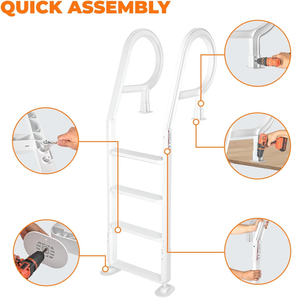 XtremepowerUS Pool Ladder 4-Step for 48-54 Above Ground Pools, 300LB, Swimming Pool Ladder