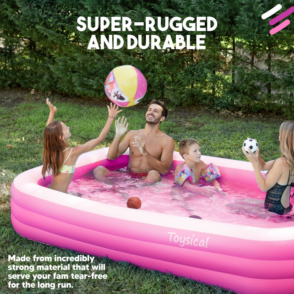 Toysical Inflatable Pool with Air Pump - 118 x 72 x 22” Above Ground Pool, Swimming Pools for Kids and Adults and The Entire Family ,More Durable Than Other Blow Up Pools , Includes Patches