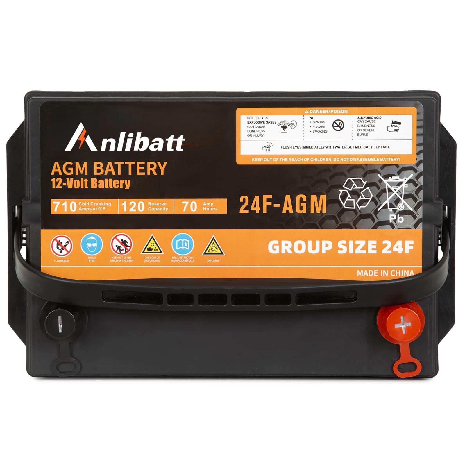 Anlibatt BCI Group 49 Battery, AGM 12 Volt Rechargeable Automotive Batteries for Car, H8 900CCA 95Ah 160RC Maintenance Free