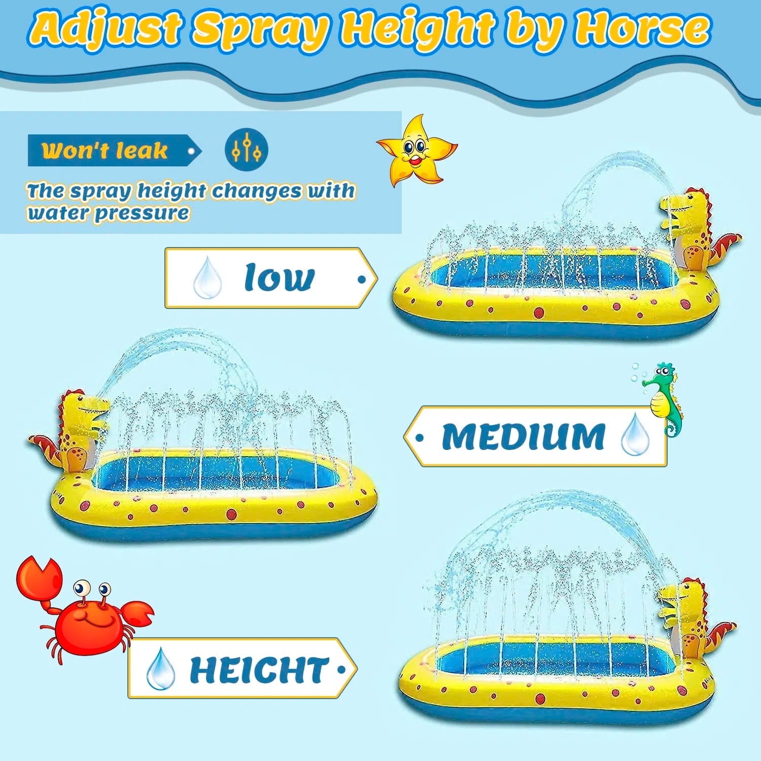 Teblint Inflatable Pool, 67'' x 41'' x 26'' Sprinkler Swimming Pool, Spray Kiddie Pool, Play Center Water Toys for Backyard Lawn, Above Ground, Outdoor