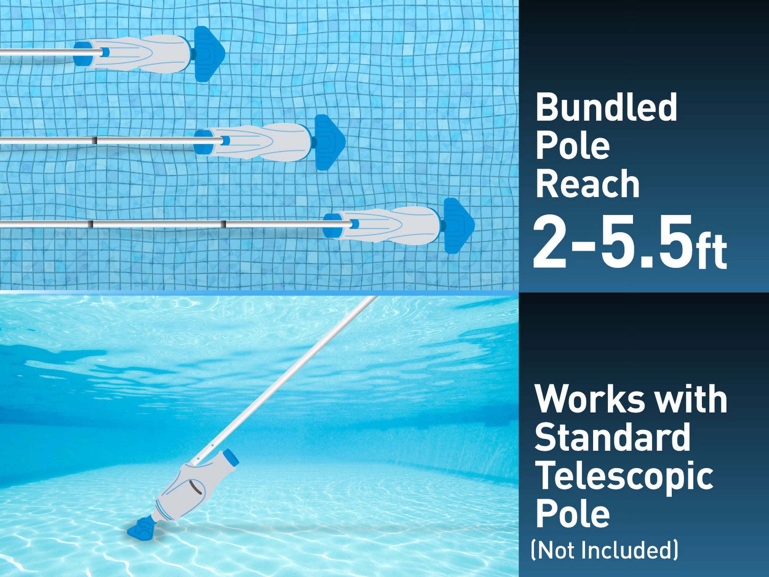 Kokido Rechargeable Handheld Pool Vacuum XTROVAC 110 Cordless with Adjustable Pole and 2 Brush Vac Heads for Above-Ground Pools,  Spot Clean Inground Pools