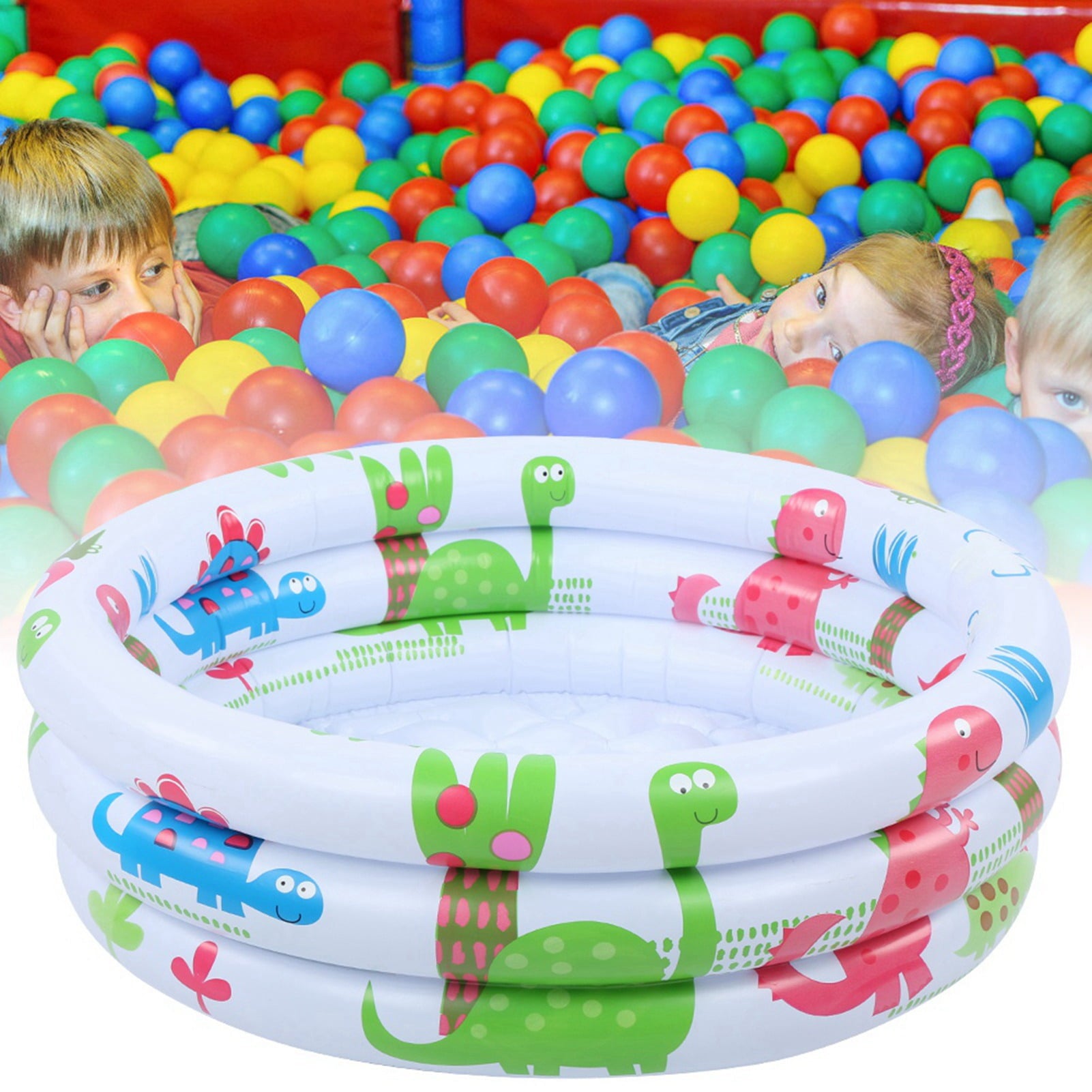 Round Children Dinosaur Swimming Pool Inflatable Baby Pool, Inflatable Swimming Pools Annular Kiddie Pool with PVC Material for Swimming