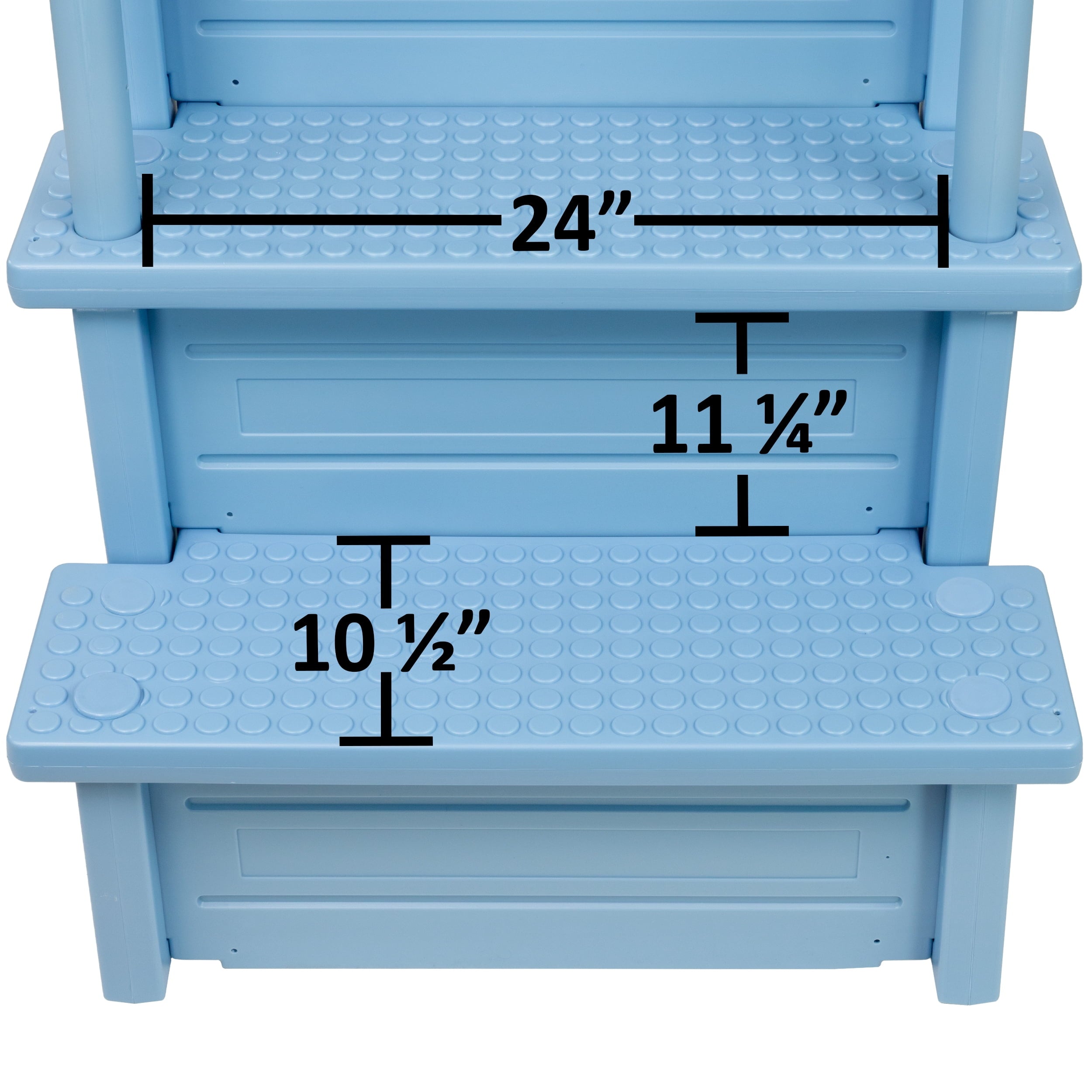 Aqua Select White Anti-Slip Pool Steps with White Steps and White Outside Flip-up Safety Ladder, 48-54H