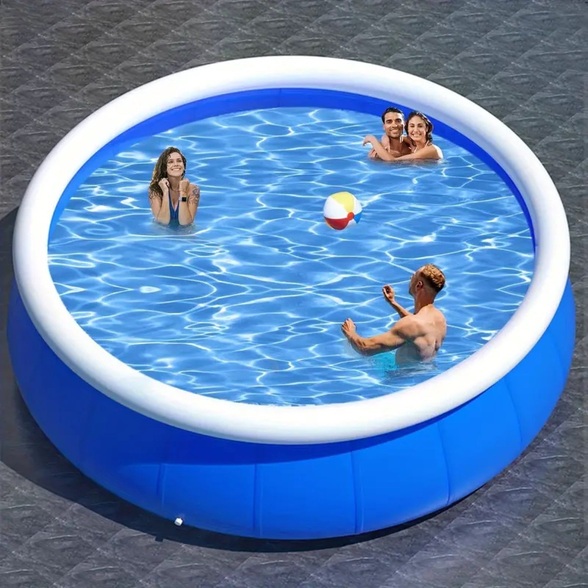 12FT Butterfly Coil Mesh Inflatable Pool 366x76cm Large Blow Up Swimming Pool Family Summer Water Pool for Backyard Outdoor Garden