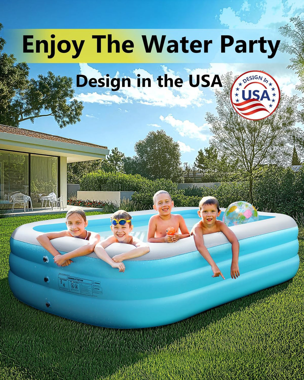 2025 Upgrade Inflatable Pool for Kids and Adults-120*72*22 Full-Sized Inflatable Swimming Pool Leakproof Blow Up Above Ground for Backyard Outdoor Garden Summer Water Party Pink