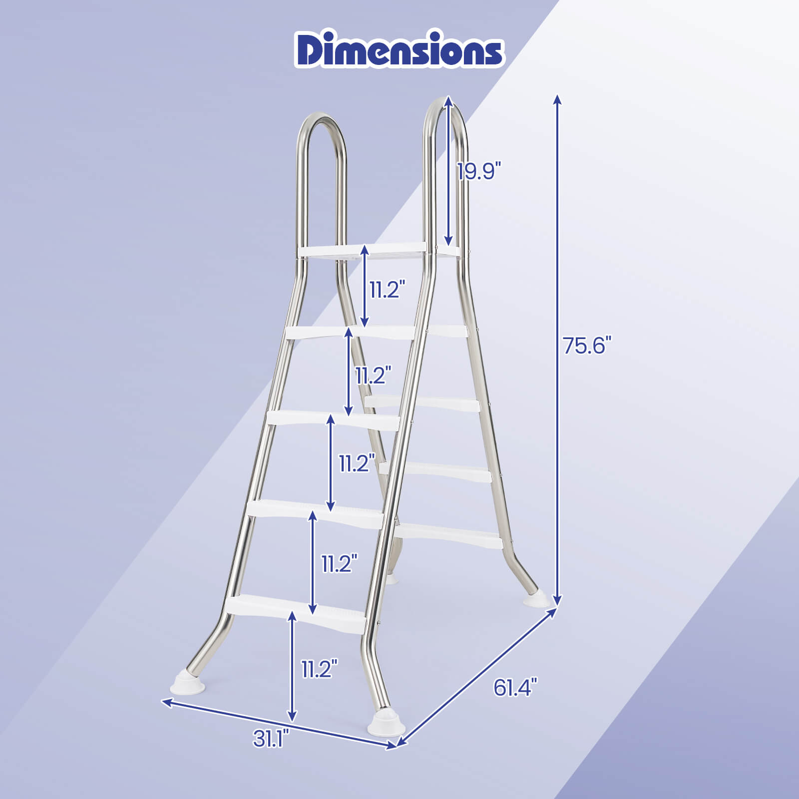 Costway 75.6 Above Ground Pool Ladder with Top Platform Non-slip Steps & Rounded Handrails