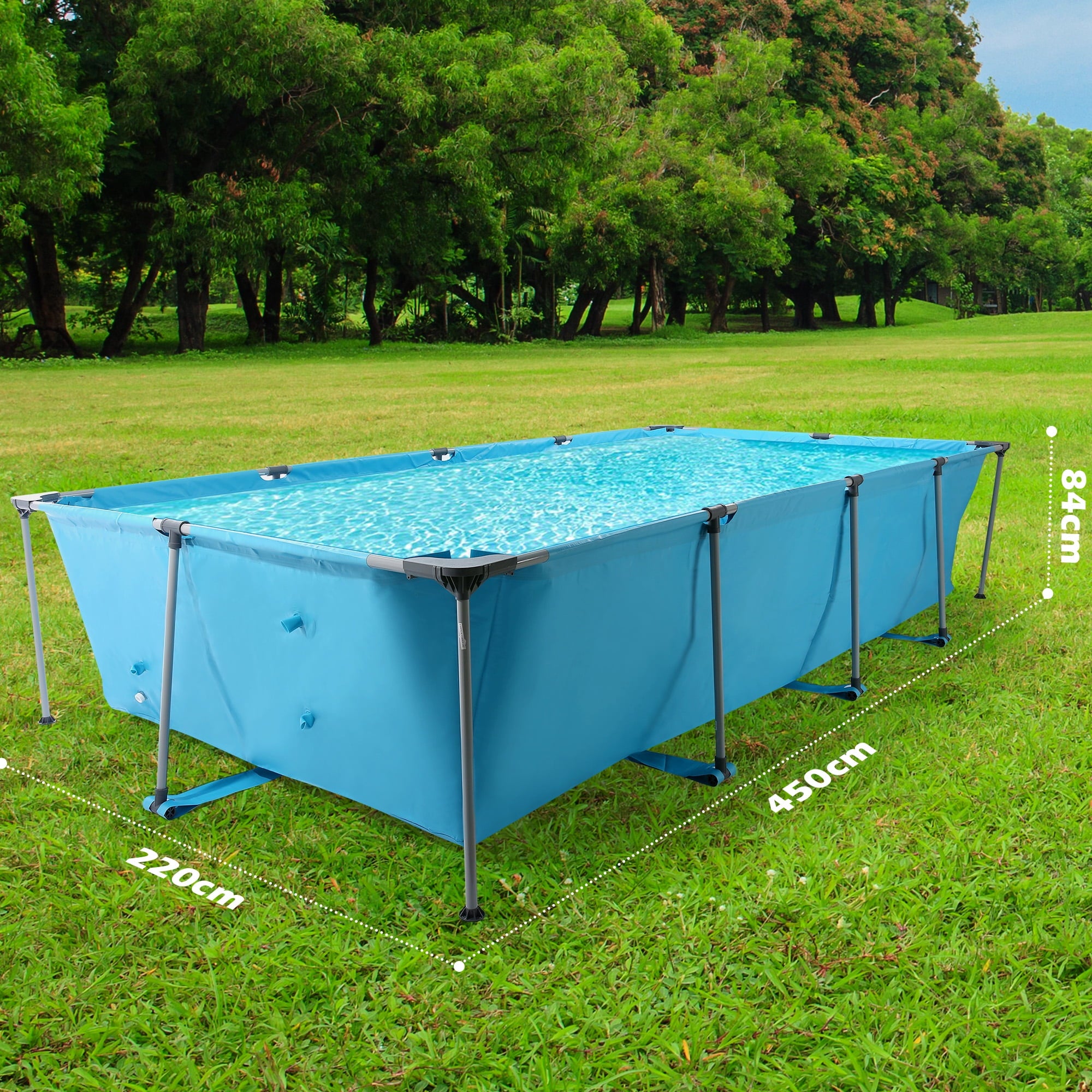 Naipo 15FT Swimming Pool Rectangular Above Ground Family Swimming Above Ground Pool Durable Summer Backyard Spacious Design for Swimming and Play