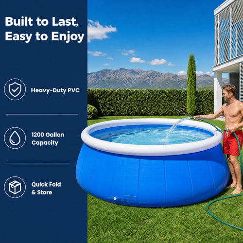 12FT Butterfly Coil Mesh Inflatable Pool 366x76cm Large Blow Up Swimming Pool Family Summer Water Pool for Backyard Outdoor Garden