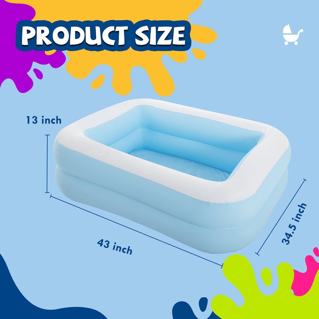 Honeydrill Inflatable Swimming Pools for Kids and Adults, 43 x 34.5 x 13 Blow Up Pool for Backyard, Blue