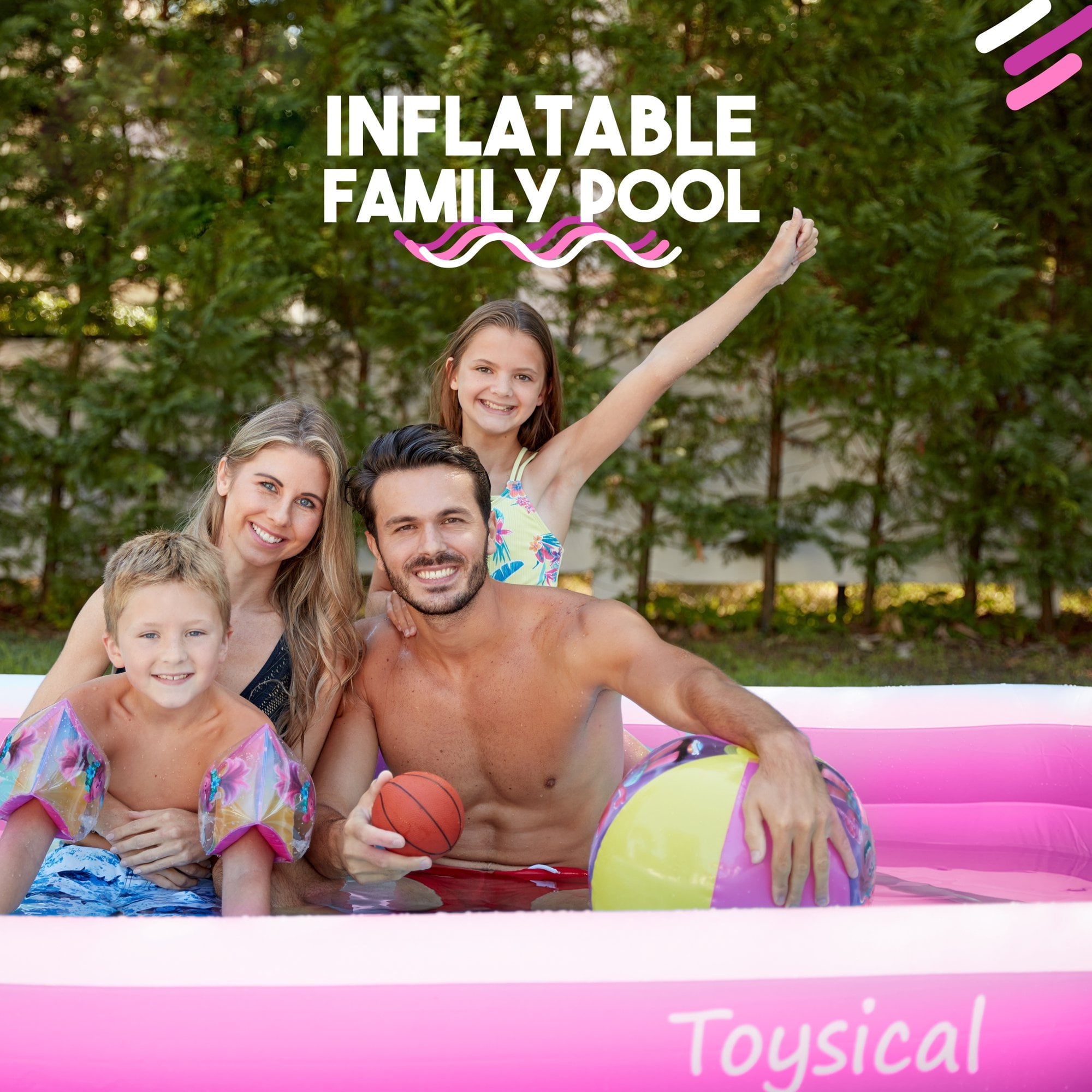Toysical Inflatable Pool with Air Pump - 118 x 72 x 22” Above Ground Pool, Swimming Pools for Kids and Adults and The Entire Family ,More Durable Than Other Blow Up Pools , Includes Patches