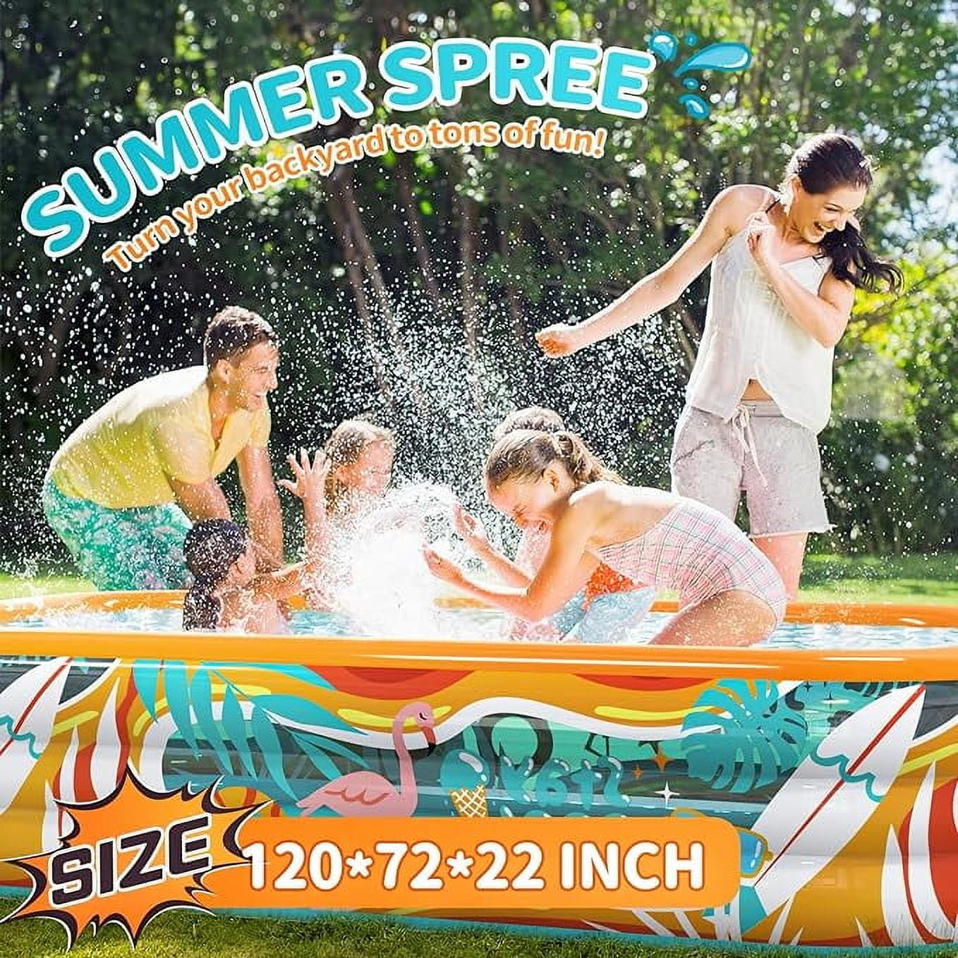 JoyStone Inflatable Pool for Kids and Adults, 120 x 72 x 22 Thickened Family Swimming Pool Paddling Pool with 2 Pool Floats, Summer Water Toy for Backyard, Garden