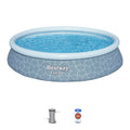 Bestway: Fast Set - 13' x 33 Inflatable Round Pool Set, Blue Abstract, Above Ground Swimming, Fill & Rise, Tritech Construction, Filter Pump, Family