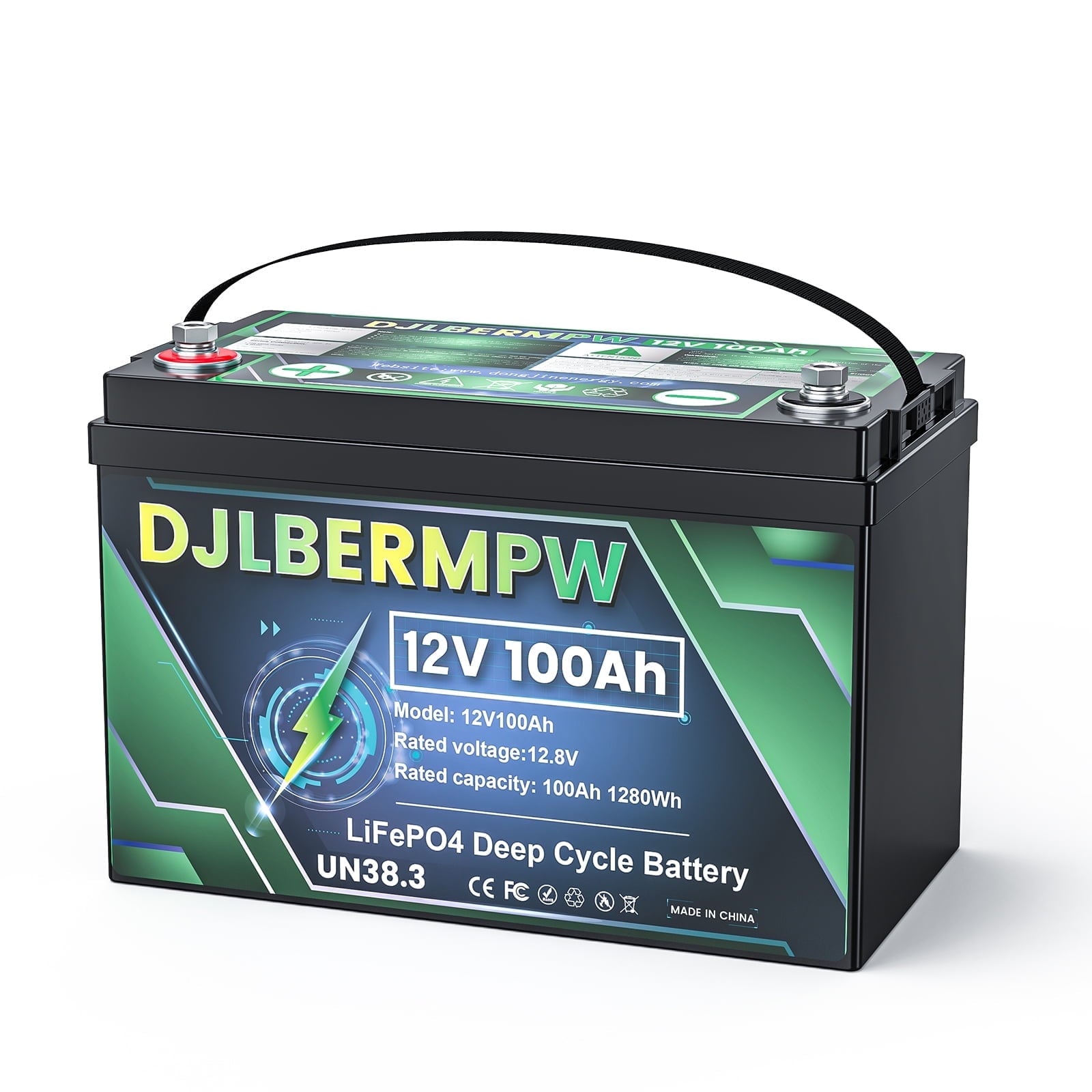 DJLBERMPW LiFePO4 Battery 36V 100Ah Lithium Battery, Built-in 100A BMS,15000+ Deep Cycles 36V Golf Cart Battery 3840Wh for Marine Boat, Trolling Motor, RV, Solar, Kayak Cart