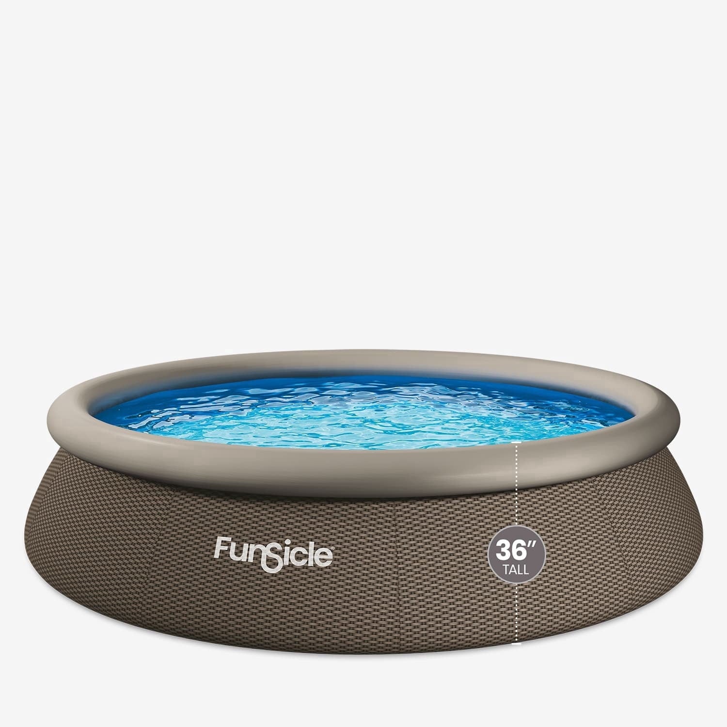 Funsicle QuickSet Designer Above Ground Swimming Pool Set – with FB800 Filter Pump, 14' x 36, Inflatable Top Ring, Round, Double Rattan