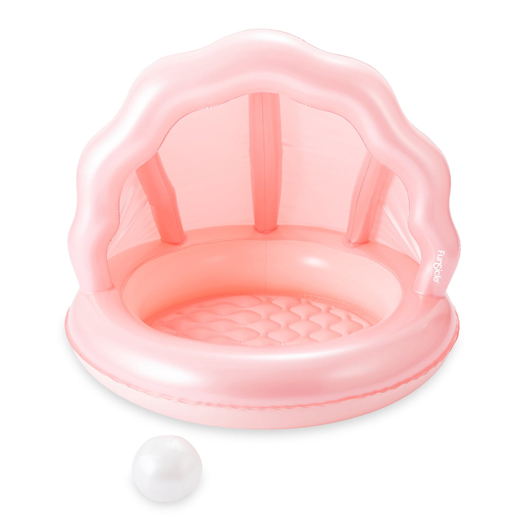 Funsicle 3.3ft Cutie Clam Shaded Pool, Inflatable Kiddie Pool, Multicolor, Round, Age 3 & up