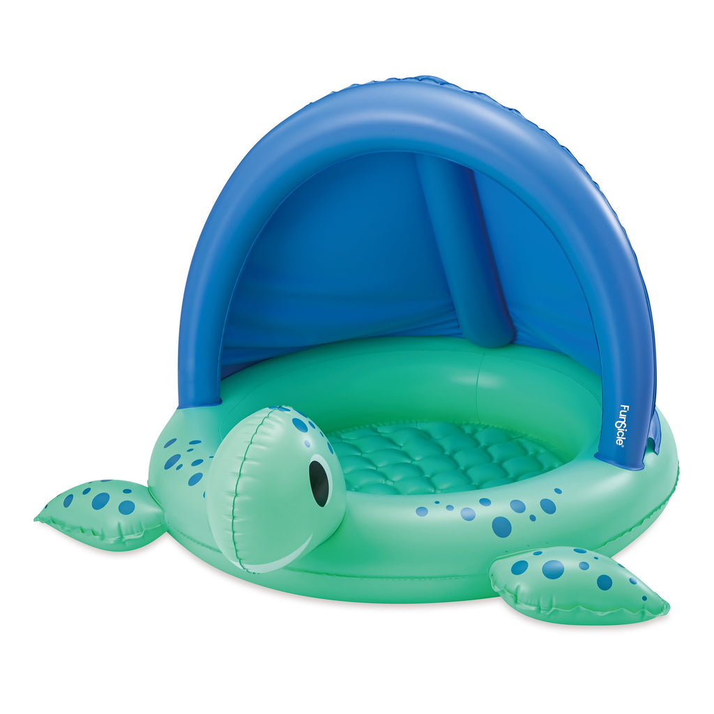 Funsicle 3.3ft Turtle Cove Shaded Pool, Inflatable Kiddie Pool, Multicolor, Round, Age 3 & up