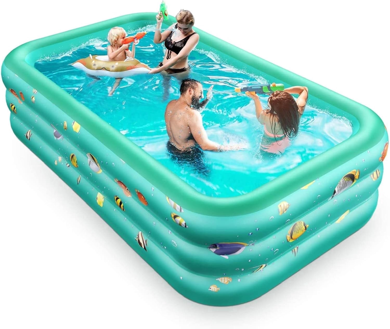 GVDV Inflatable Pool, 9.83 x 6 x 1.83 ft Family Swimming Pools for Kids, Toddlers, Infant, Adult, Rectangular, Thickened