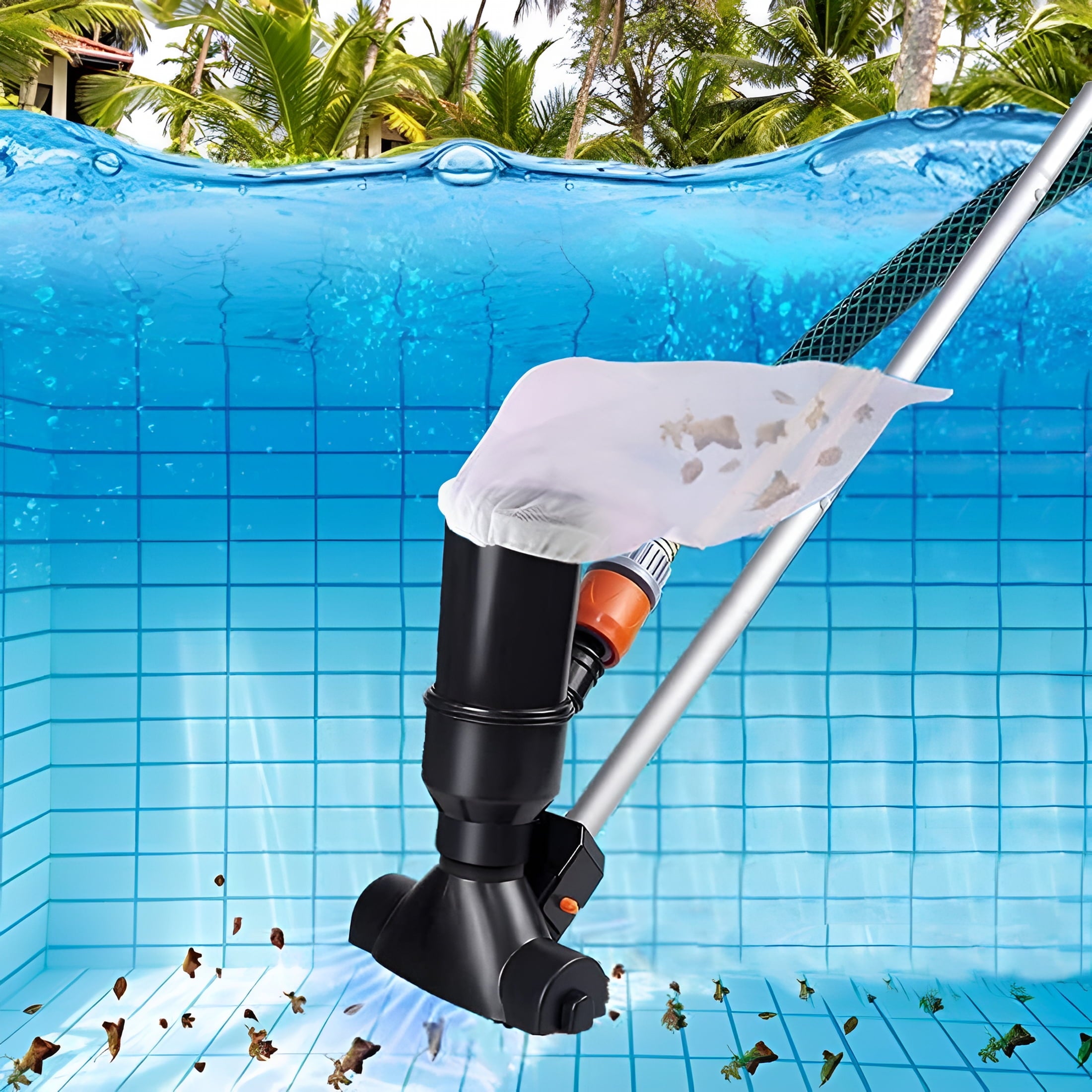 HIBIBUD 2026 New Portable Swimming Pool Vacuum for Above Ground Pools Spa Pond Fountain Hot Tub Underwater Cleaner with Leaf Vacuum Suction Head Section Pole Handheld
