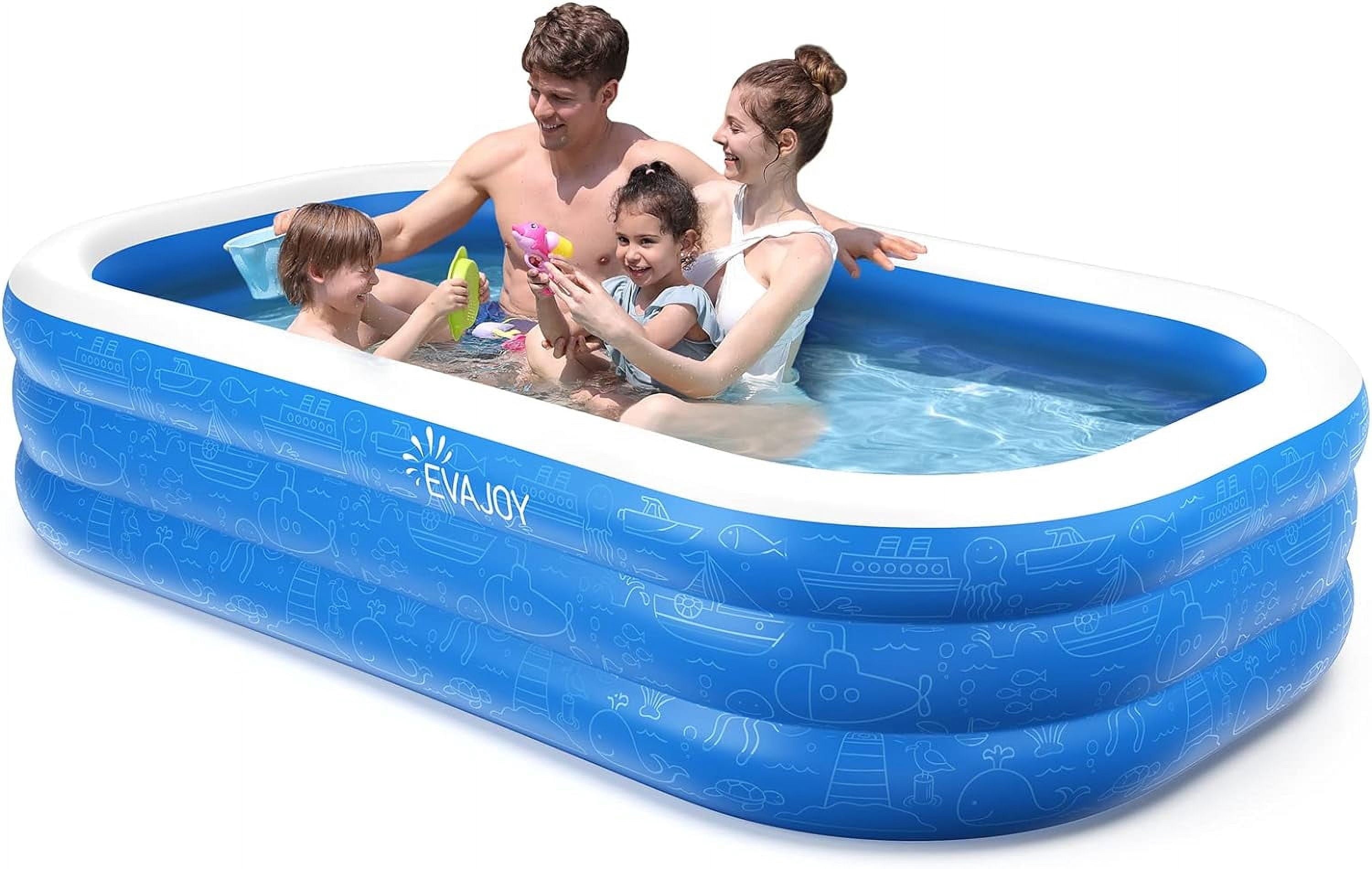 Sable Inflatable Pool, 95 x 75 x 40in Rectangular Swimming Pool for Toddlers, Kids, Family, Above Ground, Backyard, Outdoor