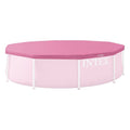 INTEX 10 Foot Pool Cover for Round Metal Frame Outdoor Backyard Swimming Pool, Pink